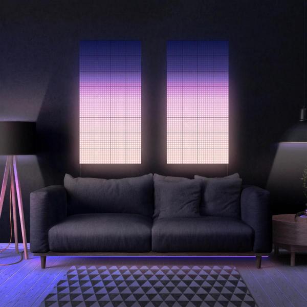 twinkly - Squares (starter+5 blocks),twinkly,squares,(starter+5,blocks),conjunto,de,6,paineis,quadrados,16,x,16,x,25,cm,cada,um,com,64,leds,cuja,cor,pode,ser,definida,podem,ser,agrupados,formando,quadros,coloridos,com,desenhos,e,formas,i