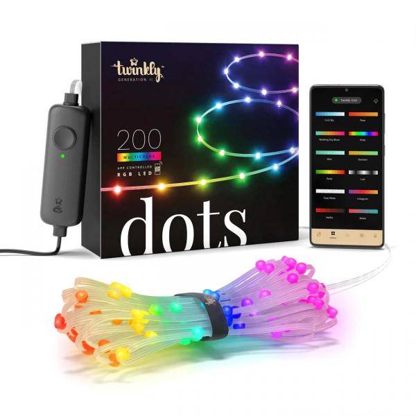 twinkly - Dots (200 LEDs, 10m, transparent),twinkly,dots,(211,leds,11m,transparent),fio,maleavel,com,211,leds,e,11m,de,comprimento,para,instalar,como,elemento,decorativo,a,luz,dos,leds,e,controlada,atraves,de,uma,app,e,tambem,compativel,com,goo