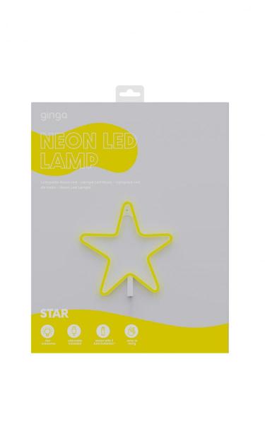 Ginga - Neon LED Lamp Star,ginga,neon,led,lamp,star,fita,led,com,a,forma,de,ua,estrela,em,cor,amarela,inclui,um,cabo,usb,para,ligar,a,um,carregador,ac,ou,computador,ou,alternativamente,tem,um,caixa,onde,se,podem,colocar,3,pilha