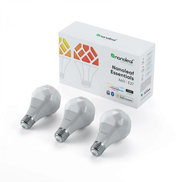 Nanoleaf - Lâmpada A60/E27 Essentials Smart Bulb (3x pack) 