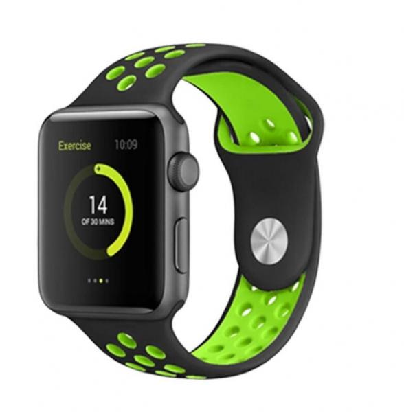 Swissten - Sport Band for Apple Watch 38-41mm (black/green)