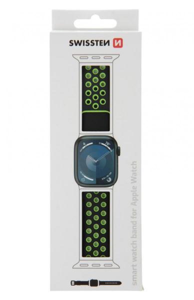 Swissten - Sport Band for Apple Watch 38-41mm (black/green),swissten,sport,band,for,apple,watch,3841mm,(black/green),pulseira,para,o,apple,watch,em,silicone,perfurada,com,cores,diferentes,na,face,interna,e,externa,e,fecho,magnetico