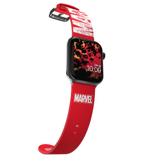 MobyFox - Apple Watch Band Marvel (logo)  ,mobyfox,apple,watch,band,marvel,(logo),pulseira,em,silicone,para,o,apple,watch,a,fivela,e,aco,inoxidavel,inclui,2,conjuntos,de,conectores,compativeis,com,os,modelos,38/41/41,e,42/44/45mm,e,tambem,outr