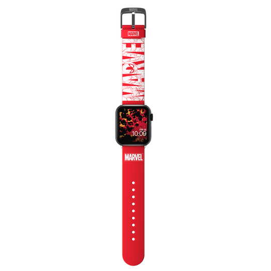 MobyFox - Apple Watch Band Marvel (logo)  ,mobyfox,apple,watch,band,marvel,(logo),pulseira,em,silicone,para,o,apple,watch,a,fivela,e,aco,inoxidavel,inclui,2,conjuntos,de,conectores,compativeis,com,os,modelos,38/41/41,e,42/44/45mm,e,tambem,outr