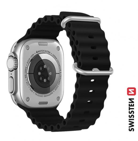 Swissten - Wave Band for Apple Watch 42-49mm (black),swissten,wave,band,for,apple,watch,4249mm,(black),pulseira,em,silicone,com,perfil,ondulado,para,o,apple,watch,4249mm