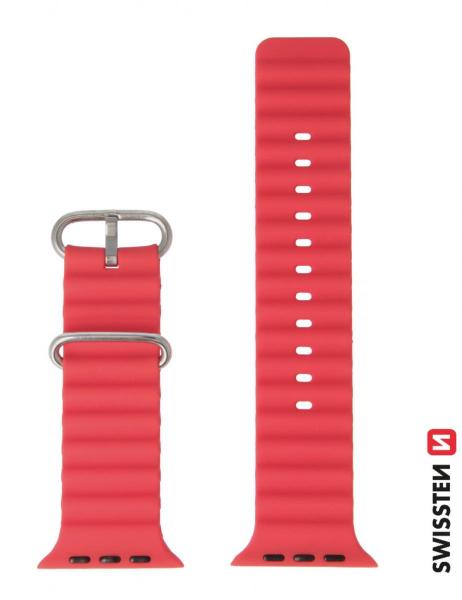 Swissten - Wave Band for Apple Watch 42-49mm (red),swissten,wave,band,for,apple,watch,4249mm,(red),pulseira,em,silicone,com,perfil,ondulado,para,o,apple,watch,4249mm