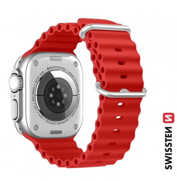 Swissten - Wave Band for Apple Watch 42-49mm (red),swissten,wave,band,for,apple,watch,4249mm,(red),pulseira,em,silicone,com,perfil,ondulado,para,o,apple,watch,4249mm