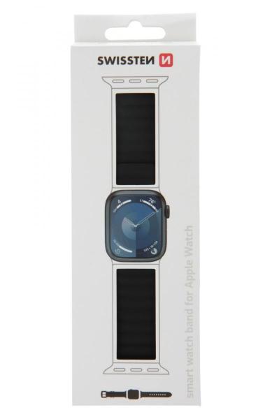 Swissten - Wave Magnetic Apple Watch 42-49mm (black/grey),swissten,wave,magnetic,apple,watch,4249mm,(black/grey),pulseira,para,o,apple,watch,4249mm,em,silicone,com,perfil,ondulado,cor,diferente,na,face,exterior,e,interior,e,fecho,magnetico