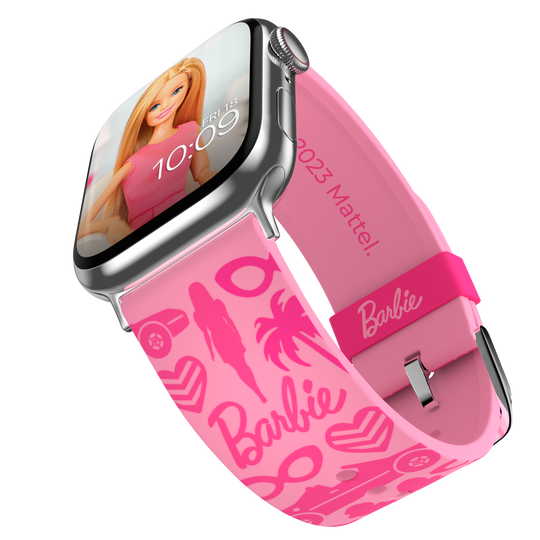 MobyFox - Apple Watch Band Mattel Barbie (pink classic)    ,mobyfox,apple,watch,band,mattel,barbie,(pink,classic),pulseira,em,silicone,para,o,apple,watch,a,fivela,e,aco,inoxidavel,inclui,2,conjuntos,de,conectores,compativeis,com,os,modelos,38/41/41,e,42/44/45m