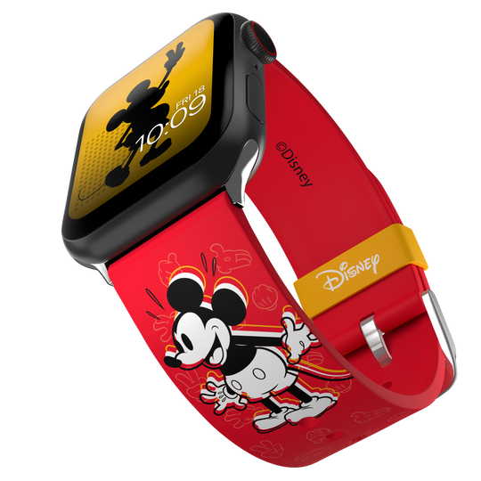 MobyFox - Apple Watch Band Disney (Vintage Mickey Mouse),mobyfox,apple,watch,band,disney,(vintage,mickey,mouse),pulseira,em,silicone,para,o,apple,watch,a,fivela,e,aco,inoxidavel,inclui,2,conjuntos,de,conectores,compativeis,com,os,modelos,38/41/41,e,42/44/45