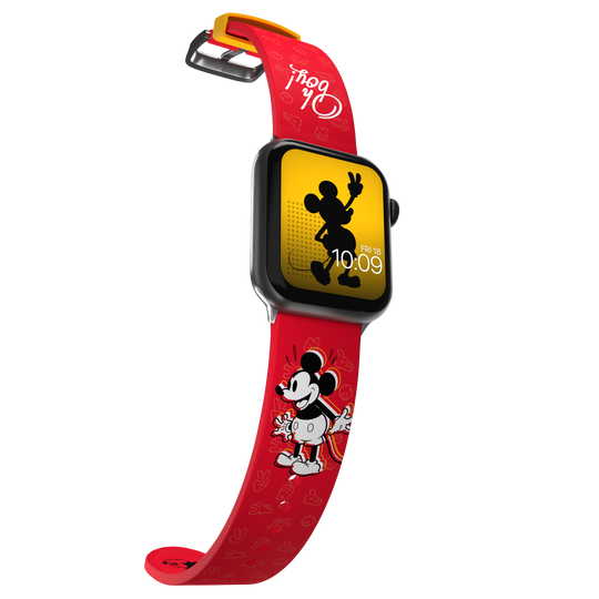 MobyFox - Apple Watch Band Disney (Vintage Mickey Mouse),mobyfox,apple,watch,band,disney,(vintage,mickey,mouse),pulseira,em,silicone,para,o,apple,watch,a,fivela,e,aco,inoxidavel,inclui,2,conjuntos,de,conectores,compativeis,com,os,modelos,38/41/41,e,42/44/45