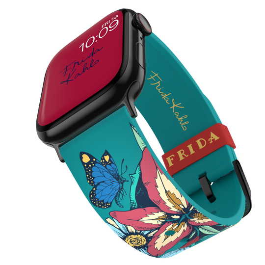 MobyFox - Apple Watch Band Frida Kahlo (flowers),mobyfox,apple,watch,band,frida,kahlo,(flowers),pulseira,em,silicone,para,o,apple,watch,a,fivela,e,aco,inoxidavel,inclui,2,conjuntos,de,conectores,compativeis,com,os,modelos,38/41/41,e,42/44/45mm,e,tam