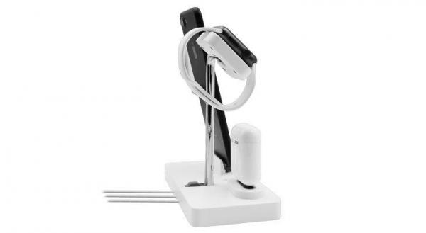 Macally - Stand 3in1 Apple Watch/iPhone/AirPods (white),macally,stand,3in1,apple,watch/iphone/airpods,(white)stand,para,carregamento,de,um,apple,watch,iphone,e,airpods,requer,o,uso,dos,cabos,de,carregamento,originais,que,ficam,escondidos,dentro,da,estrutur