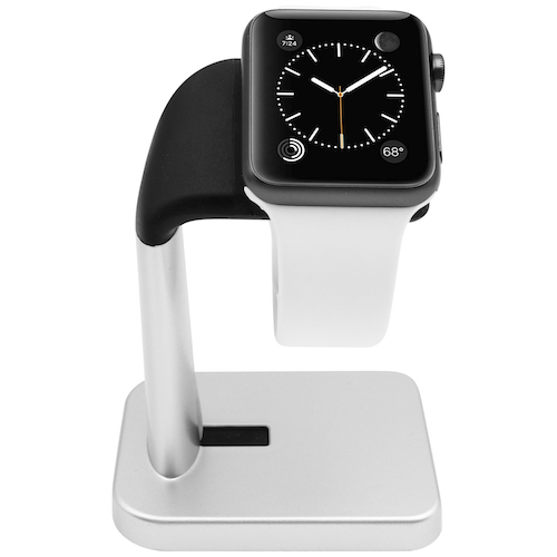 Macally - Apple Watch Stand (silver),macally,apple,watch,stand,(silver)stand,para,apple,watch,em,metal,com,partes,em,silicone/borracha,requer,a,utilizacao,do,cabo,de,carregamento,original,do,apple,watch,para,carregar,que,fica,escondido,n