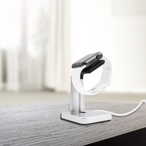 Macally - Apple Watch Stand (silver),macally,apple,watch,stand,(silver)stand,para,apple,watch,em,metal,com,partes,em,silicone/borracha,requer,a,utilizacao,do,cabo,de,carregamento,original,do,apple,watch,para,carregar,que,fica,escondido,n