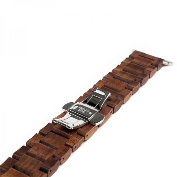 Woodcessories - EcoStrap Watch Band 42/44 (walnut/silver) ,woodcessories,ecostrap,watch,band,42/44,(walnut/silver),pulseira,para,o,relogio,apple,watch,de,42mm,e,44mm,em,madeira,com,fecho,em,aco