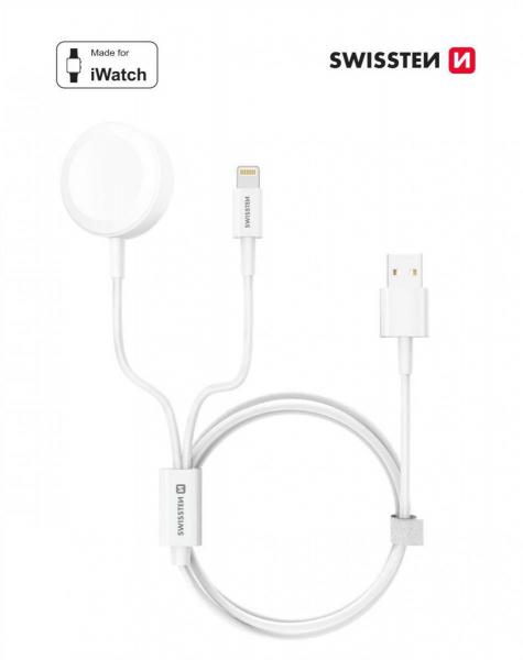 Swissten - 2in1 charger cable (apple watch+lightn.) USB,swissten,2in1,charger,cable,(apple,watch+lightn),usbcabo,com,ligacao,usb,e,com,2,pontas,lightning,e,disco,carregamento,apple,watch,permite,carregar,um,iphone,(24a),ou,relogio,apple,(2w)