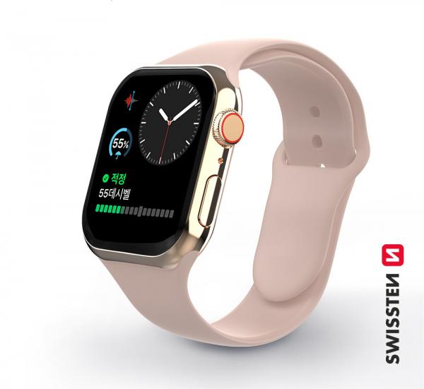 Swissten - Silicone Band for Apple Watch 42-44mm (pink sand)