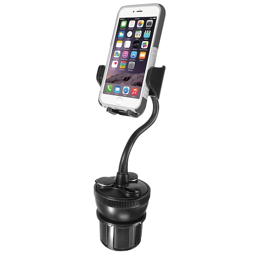 Macally - Car Cup Holder Mount w/ USB charger,macally,car,cup,holder,mount,w/,usb,chargersuporte,para,smartphones/iphone,de,44,mm,a,115,mm,de,largura,encaixa,nos,dispositivos,para,garrafas,existentes,em,alguns,carros,a,base,e,regulavel,e,tem,um,b