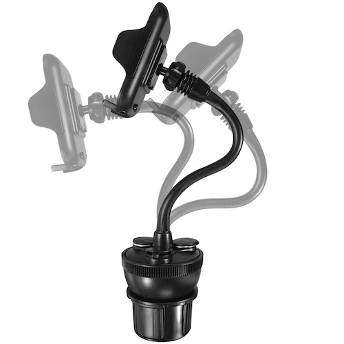 Macally - Car Cup Holder Mount w/ USB charger,macally,car,cup,holder,mount,w/,usb,chargersuporte,para,smartphones/iphone,de,44,mm,a,115,mm,de,largura,encaixa,nos,dispositivos,para,garrafas,existentes,em,alguns,carros,a,base,e,regulavel,e,tem,um,b