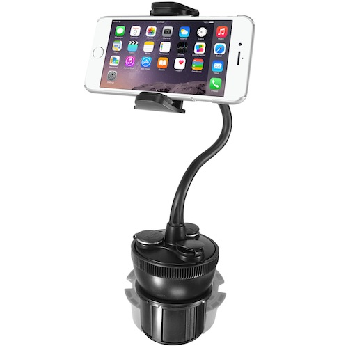 Macally - Car Cup Holder Mount w/ USB charger,macally,car,cup,holder,mount,w/,usb,chargersuporte,para,smartphones/iphone,de,44,mm,a,115,mm,de,largura,encaixa,nos,dispositivos,para,garrafas,existentes,em,alguns,carros,a,base,e,regulavel,e,tem,um,b