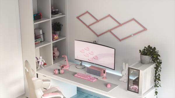 Nanoleaf - Lines Skin 9pcs (pink matte)                     ,nanoleaf,lines,skin,9pcs,(pink,matte),capas,para,colocar,na,gama,lines,e,alterar,a,cor,neutra,base,para,melhor,se,enquadrar,na,decoracao,o,conjunto,inclui,capas,para,9,linhas,e,9,centros/armacoes