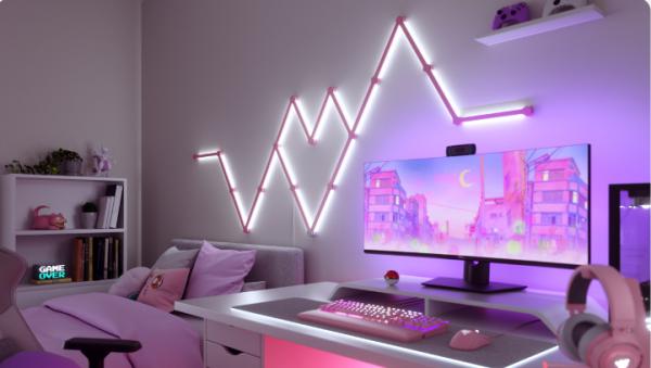 Nanoleaf - Lines Skin 9pcs (pink matte)                     ,nanoleaf,lines,skin,9pcs,(pink,matte),capas,para,colocar,na,gama,lines,e,alterar,a,cor,neutra,base,para,melhor,se,enquadrar,na,decoracao,o,conjunto,inclui,capas,para,9,linhas,e,9,centros/armacoes