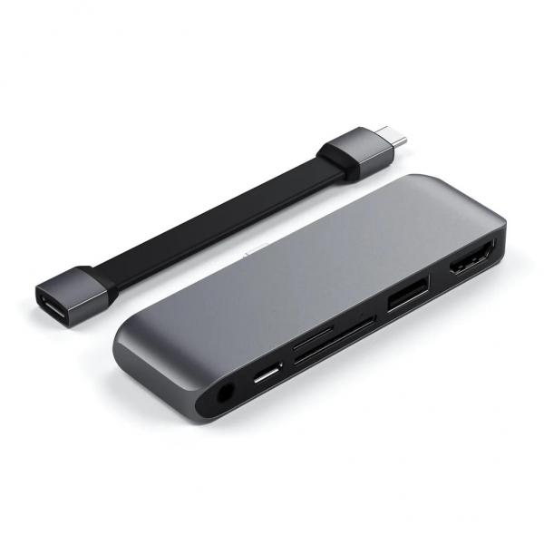 Satechi - USB-C Mobile Pro Hub SD (space grey),satechi,usbc,mobile,pro,hub,sd,(space,grey)doca,para,ipad,m1,e,outros,equipamentos,com,porta,usbc,pd,(21,ou,superior),como,surface,laptop,3/pro,7/go,ou,smartphones,liga,a,porta,usbc,do,tablet,e,da,adi