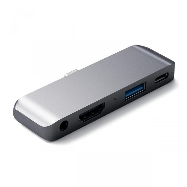 Satechi - USB-C Mobile Pro Hub (space grey),satechi,usbc,mobile,pro,hub,(space,grey)doca,para,ipad,pro,11/129,v2118,ou,outros,equipamentos,com,porta,usbc,pd,(21,ou,superior),como,surface,go,surface,book,2,ou,smartphones,liga,a,porta,usbc,do,tab