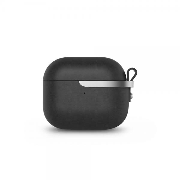 Moshi - Pebbo Luxe AirPods 3 (charcoal black),moshi,pebbo,luxe,airpods,3,(charcoal,black)bolsa,com,revestimento,lintguard,que,evita,a,aderência,de,po,e,sujidade,permite,o,carregamento,wireless,e,visionamento,da,luz,led,inclui,fita,para,pulso