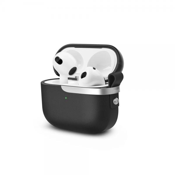 Moshi - Pebbo Luxe AirPods 3 (charcoal black),moshi,pebbo,luxe,airpods,3,(charcoal,black)bolsa,com,revestimento,lintguard,que,evita,a,aderência,de,po,e,sujidade,permite,o,carregamento,wireless,e,visionamento,da,luz,led,inclui,fita,para,pulso