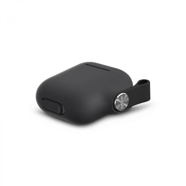 Moshi - Pebbo AirPods 2 (shadow black) ,moshi,pebbo,airpods,2,(shadow,black),bolsa,com,revestimento,lintguard,que,evita,a,aderência,de,po,e,sujidade,permite,o,carregamento,wireless,e,visionamento,da,luz,led,inclui,fita,para,pulso