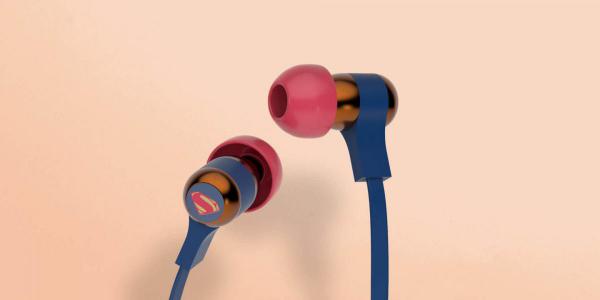 Tribe - Earphones Swing DC Comics (superman),tribe,earphones,swing,dc,comics,(superman)earphones,com,microfone,e,botao,de,regulacao,de,volume,o,cabo,e,de,perfil,plano,flat