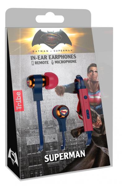 Tribe - Earphones Swing DC Comics (superman),tribe,earphones,swing,dc,comics,(superman)earphones,com,microfone,e,botao,de,regulacao,de,volume,o,cabo,e,de,perfil,plano,flat