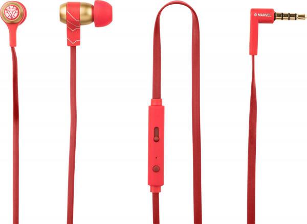 Tribe - Earphones Swing Marvel (iron man)         ,tribe,earphones,swing,marvel,(iron,man),earphones,com,microfone,e,botao,de,regulacao,de,volume,o,cabo,e,de,perfil,plano,flat