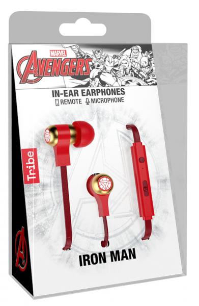 Tribe - Earphones Swing Marvel (iron man)         ,tribe,earphones,swing,marvel,(iron,man),earphones,com,microfone,e,botao,de,regulacao,de,volume,o,cabo,e,de,perfil,plano,flat