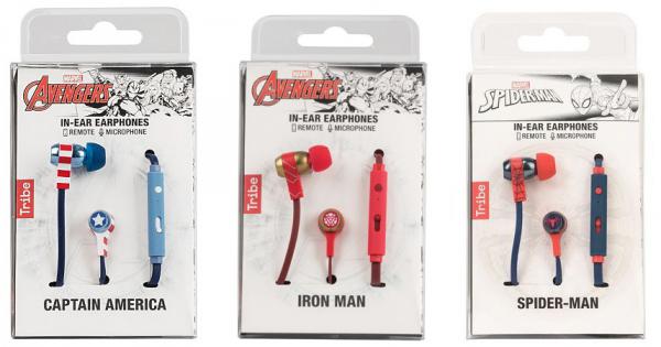 Tribe - Earphones Swing Marvel (iron man)         ,tribe,earphones,swing,marvel,(iron,man),earphones,com,microfone,e,botao,de,regulacao,de,volume,o,cabo,e,de,perfil,plano,flat