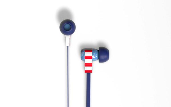 Tribe - Earphones Swing Marvel (captain america),tribe,earphones,swing,marvel,(captain,america)earphones,com,microfone,e,botao,de,regulacao,de,volume,o,cabo,e,de,perfil,plano,flat