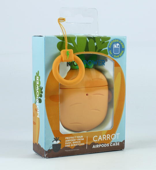 Mojipower - Bolsa para AirPods Carrot,mojipower,bolsa,para,airpods,carrotbolsa,para,colocar,os,apple,airpods,tem,textura,aborrachada,e,dimensoes,55,x,91,x,27,cm