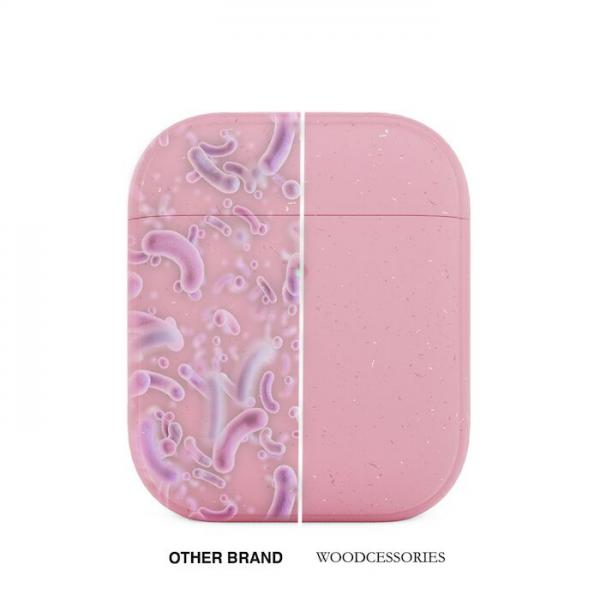 Woodcessories - Bio AirPods 1/2 (coral pink)  ,woodcessories,bio,airpods,1/2,(coral,pink),bolsa,para,airpods,fabricada,em,material,organico,a,base,de,palha,e,trigo,com,tratamento,antibacteriano,que,evita,em,999%,o,desenvolvimento,de,germes,permite