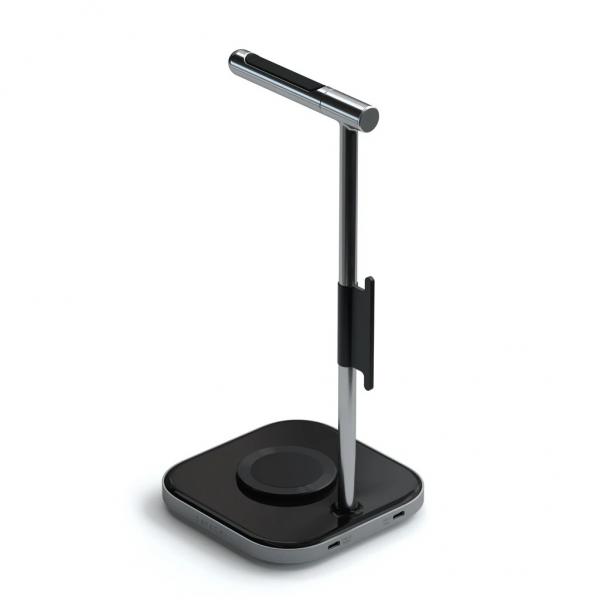 Satechi - 2-in-1 Headphones Stand with Wireless Charger,satechi,2in1,headphones,stand,with,wireless,chargersuporte,para,pousar,headphones,tem,tambem,uma,base,de,carregamento,qi,para,iphone,(75w),ou,airpods,(5w),e,uma,porta,usbc,para,carregar,os,headphones,