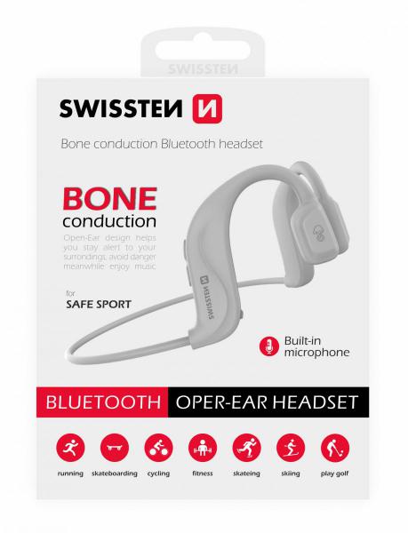 Swissten - Bluetooth Earphones Bone Conduction (white),swissten,bluetooth,earphones,bone,conduction,(white)earphones,bluetooth,que,usam,tecnologia,de,conducao,ossea,transmitindo,as,vibracoes,atraves,da,estrutura,ossea,da,cara,ate,ao,ouvido,interno,sem,eli