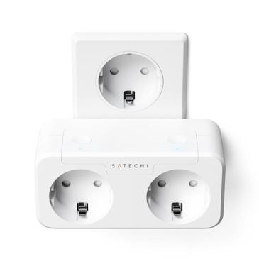 Satechi - Dual Smart Outlet (EU),satechi,dual,smart,outlet,(eu)ficha,ac,dupla,controlavel,por,apple,homekit,(em,equipamentos,ios,como,iphone,ipad,apple,watch,homepod),permite,medir,o,consumo,de,energia,ligar/desligar,os,equipamentos,