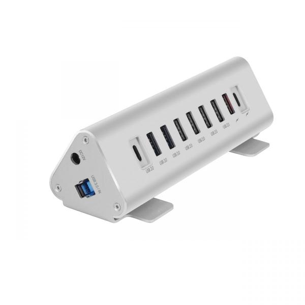 Macally - Hub USB-C (7x USB-A + 2x USB-C),macally,hub,usbc,(7x,usba,+,2x,usbc)hub,usbc,em,aluminio,com,9,portas:,2x,usbc,7x,usba,(3,destas,portas,sao,usb,31,nas,outras,4,ligar,equipamentos,com,requisitos,menos,exigentes,como,teclados,ratos,le