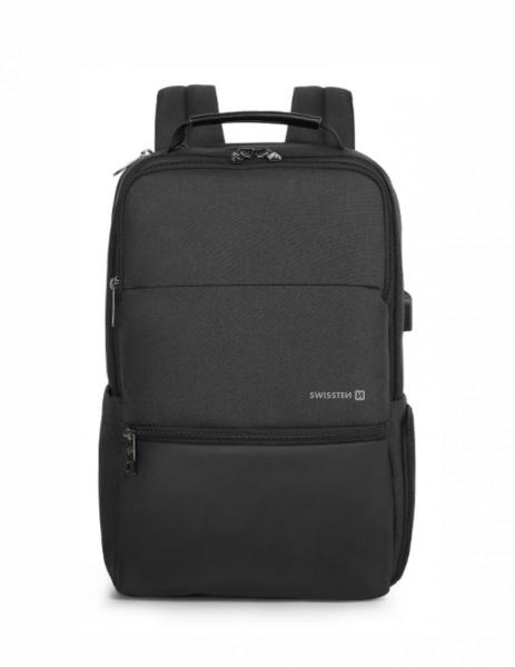 Swissten - Laptop Backpack 15.6 (black),swissten,laptop,backpack,156,(black)mochila,para,portateis,ate,156,tem,8,compartimentos/bolsos,diferentes,fita,trolley,bolso,para,cartao,orificio,para,fios,headphones,bolso,garrafa,fita,oculos,ficha,u