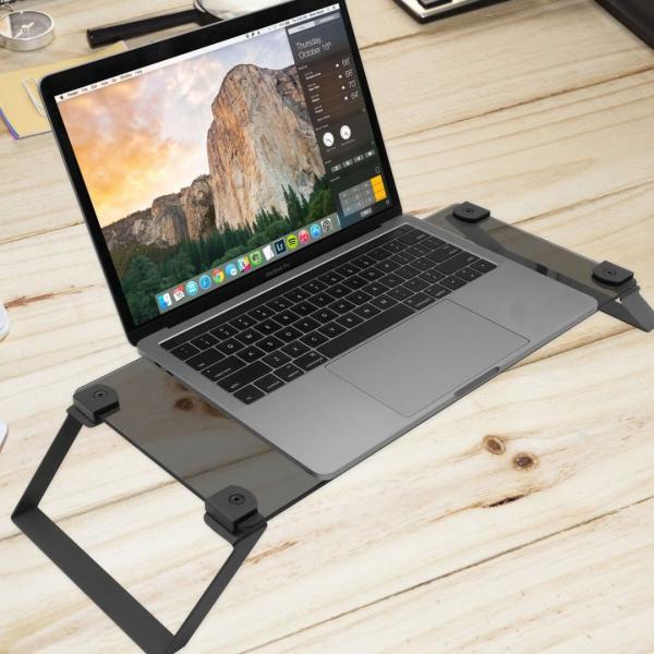 Macally - SpaceStand (black),macally,spacestand,(black)stand,em,vidro,temperado,eleva,um,monitor,ou,portatil,para,uma,posicao,mais,ergonomica,permite,arrumar,por,baixo,o,teclado,e,outros,objectos