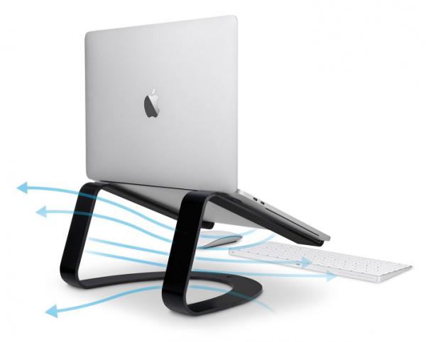 twelve south - Curve for MacBook (black),twelve,south,curve,for,macbook,(black)stand,em,aluminio,de,cor,preta,matte,para,colocar,o,macbook,ou,um,portatil,numa,posicao,mais,elevada,e,ergonomica,com,o,ecra,ao,nivel,do,olhos,recomendase,o,uso,d