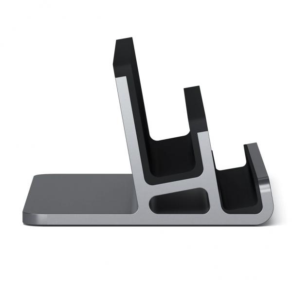 Satechi - Dual Vertical Laptop Stand,satechi,dual,vertical,laptop,standstand,para,arrumar,na,vertical,2,equipamentos,em,simultaneo,tablets,portateis,ou,ainda,smartphones,tem,partes,revestidas,a,silicone,nos,pontos,de,apoio,para,proteger,