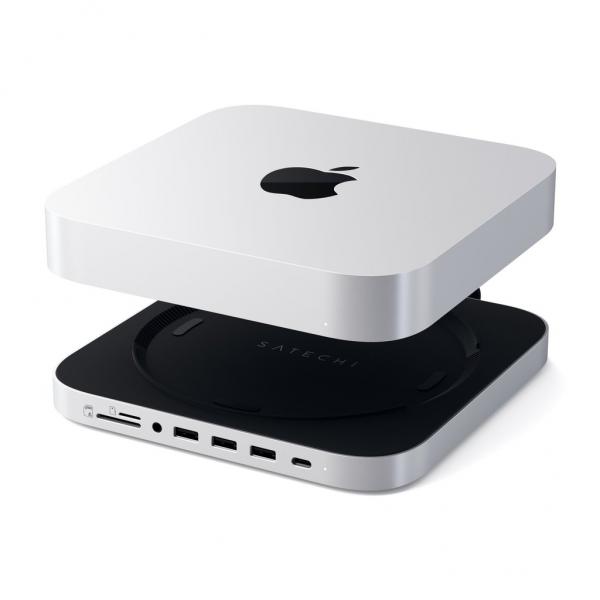 Satechi - Stand & Hub for Mac Mini with SSD Enclosure (sv),satechi,stand,&,hub,for,mac,mini,with,ssd,enclosure,(sv)stand,que,liga,por,porta,usbc,a,um,mac,mini,e,que,e,tambem,um,hub,proporciona,na,parte,frontal,1x,porta,usbc,3x,usb,1x,cartao,micro/sd,1x,35mm,m