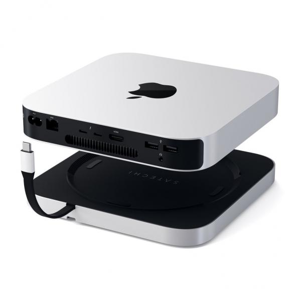 Satechi - Stand & Hub for Mac Mini with SSD Enclosure (sv),satechi,stand,&,hub,for,mac,mini,with,ssd,enclosure,(sv)stand,que,liga,por,porta,usbc,a,um,mac,mini,e,que,e,tambem,um,hub,proporciona,na,parte,frontal,1x,porta,usbc,3x,usb,1x,cartao,micro/sd,1x,35mm,m